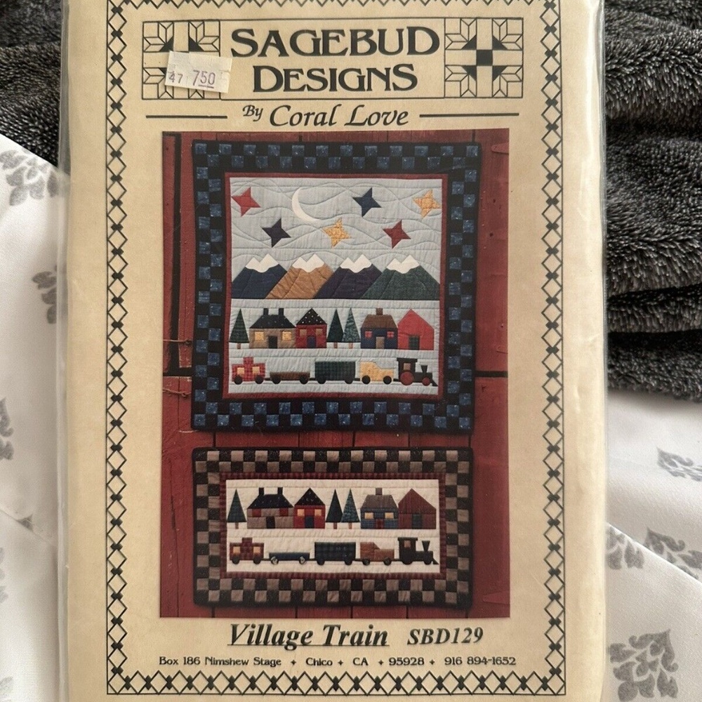 Sage Bud Quilt Pattern Village Train